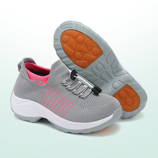 Ambulo Orthopädische Schuhe Strickstoff - Rosa Grau