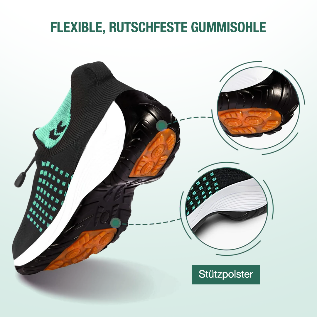 Ambulo Orthopädische Schuhe Strickstoff - Grün Schwarz