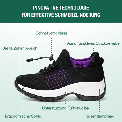 Ambulo Orthopädische Schuhe Strickstoff - Lila Schwarz