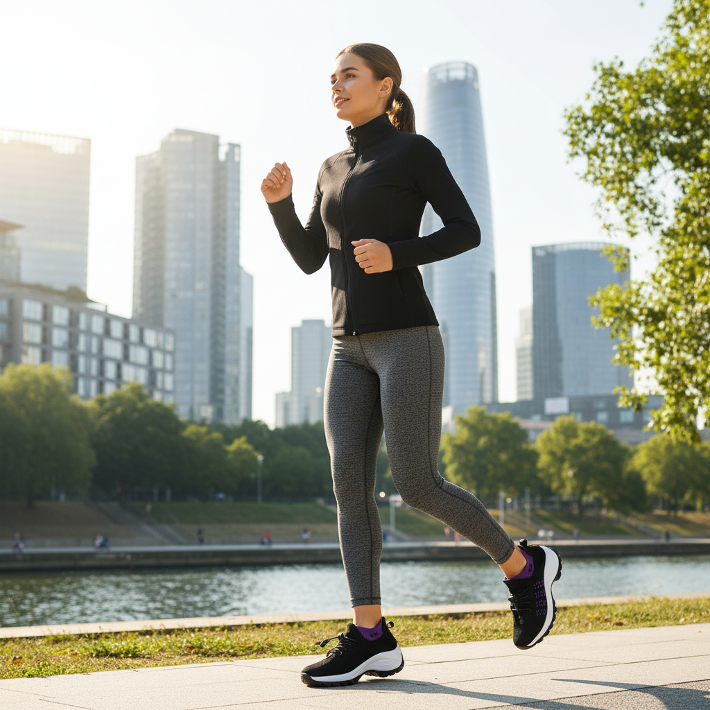 Ambulo Orthopädische Schuhe Strickstoff - Lila Schwarz