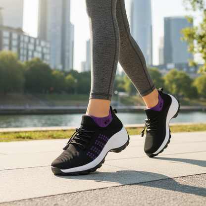 Ambulo Orthopädische Schuhe Strickstoff - Lila Schwarz