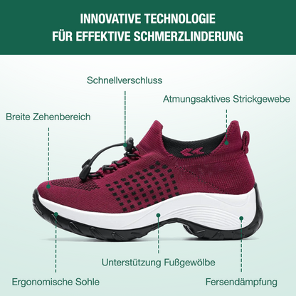 Ambulo Orthopädische Schuhe Strickstoff - Schwarz Rot