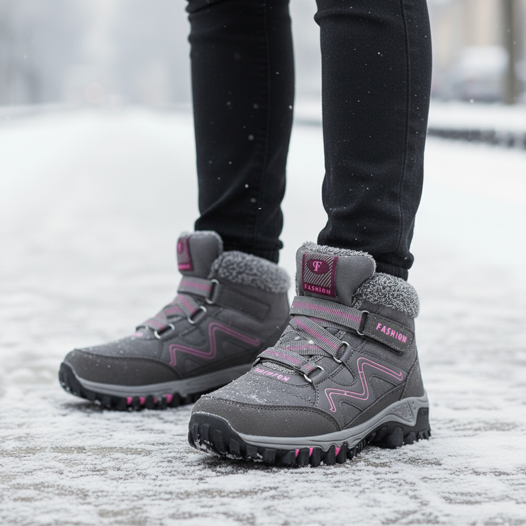 Solvema Orthopädische Winterschuhe - Rosa Grau